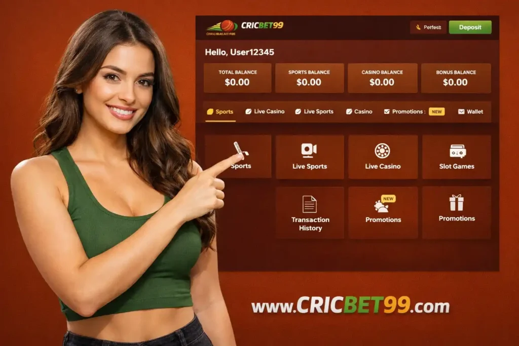 Access your Cric bet99 dashboard