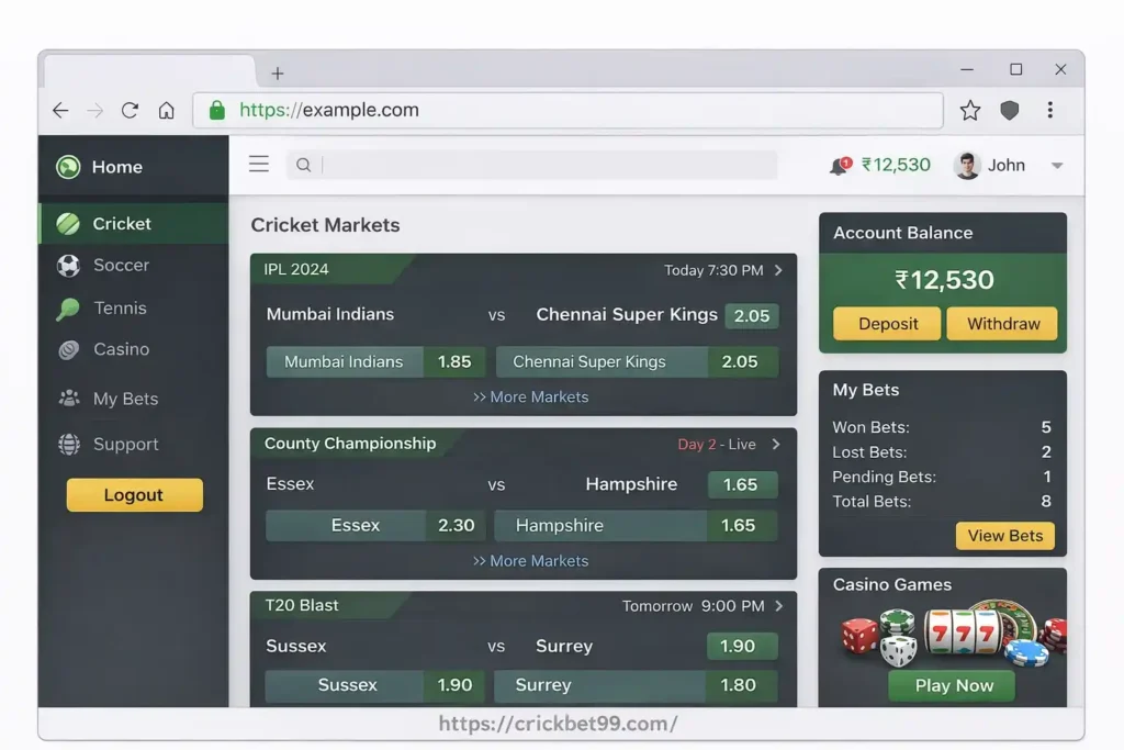 Access your Cricbet99 Green dashboard