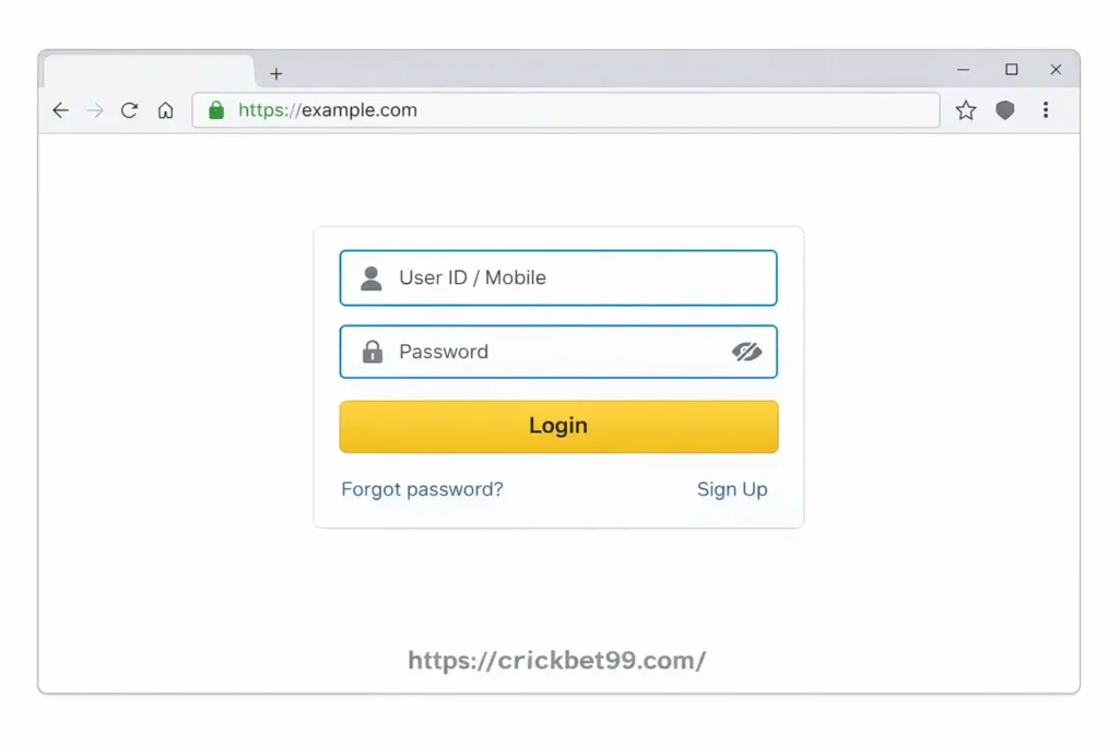 Enter your Cricbet99 ID and password